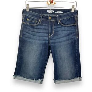 Levi’s Denizen Bermuda Jean Shorts Blue Dark Wash Denim Stretch‎ Womens Size 27